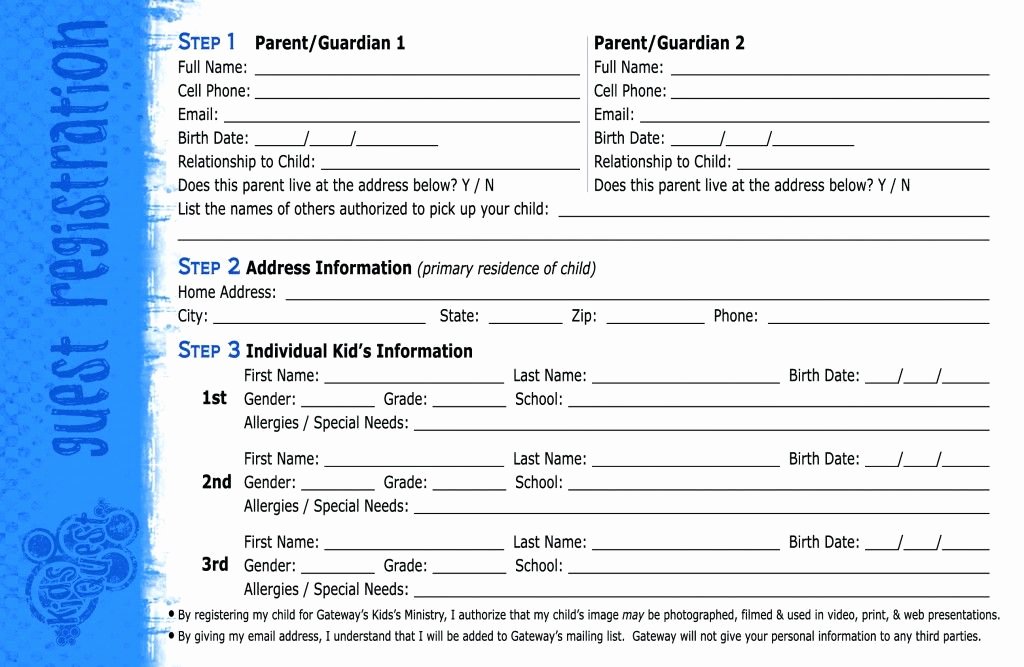 Church Registration form Lovely New Family form Renewal Children S Ministry