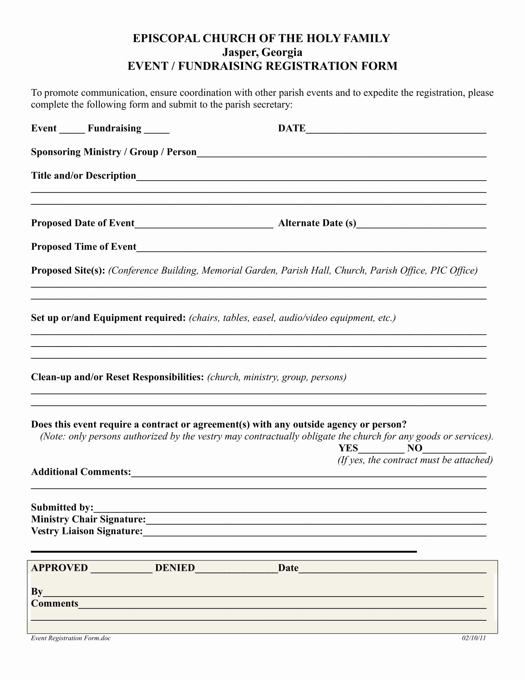 Church Registration form Luxury 10 event Registration form Samples