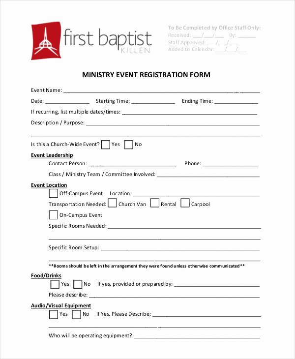 Church Registration form Luxury 12 Sample event Registration forms