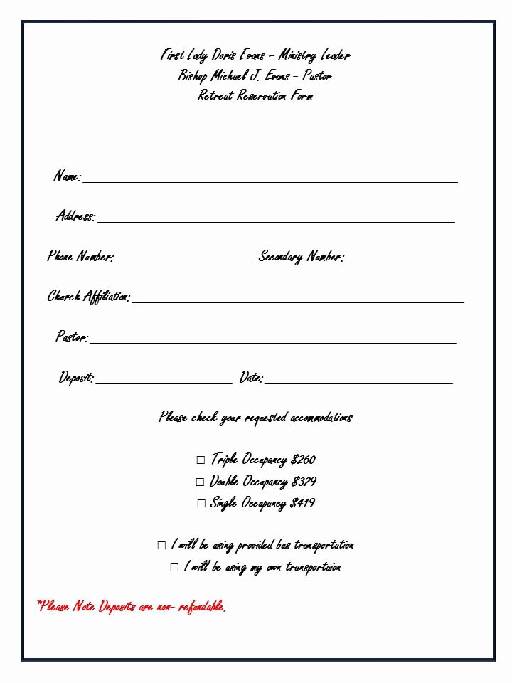 Church Registration form New Adonai Ministries