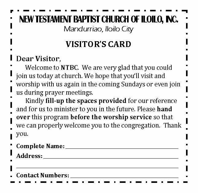 Church Visitor Card Template Word Best Of Ntbc forms