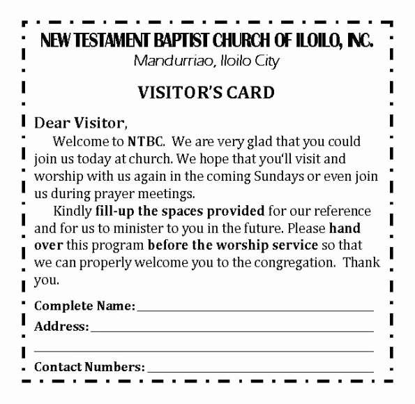 Church Visitor Card Template Word Luxury Ntbc forms