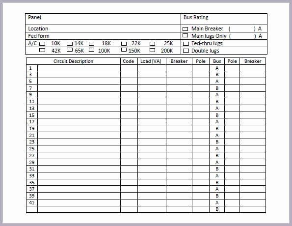 Circuit Breaker Label Template Elegant Panel Schedule Template – Gseokbinder Intended for