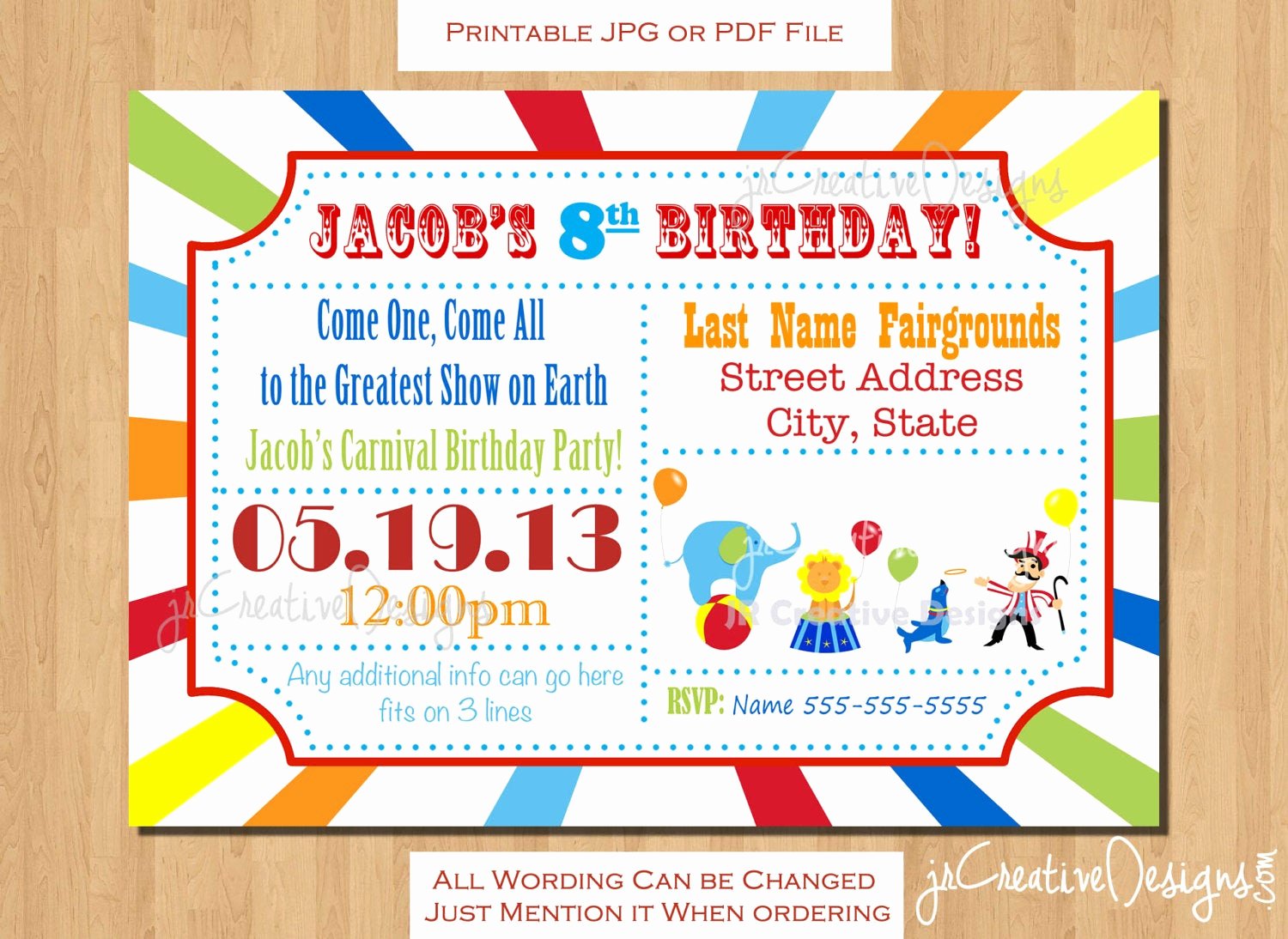 Circus Ticket Invitation Lovely Circus Invitation Carnival Invitation Circus Birthday