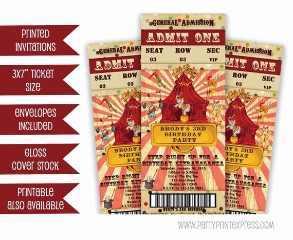 Circus Ticket Invitation Unique Vintage Circus Ticket Invitation Circus Invitation Circus