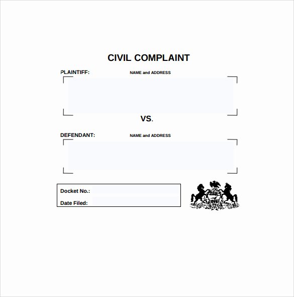 Civil Complaint form Template Elegant 8 Civil Plaint forms – Samples Examples &amp; formats