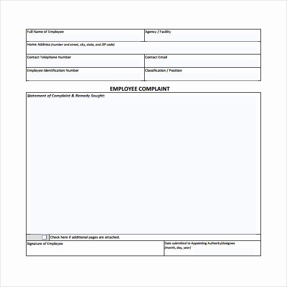 Civil Complaint form Template Lovely 8 Sample Employee Plaint forms to Download