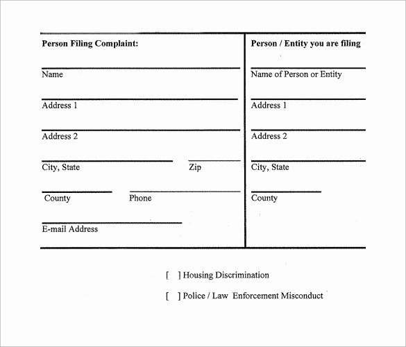 Civil Complaint form Template Unique 8 Civil Plaint forms – Samples Examples &amp; formats