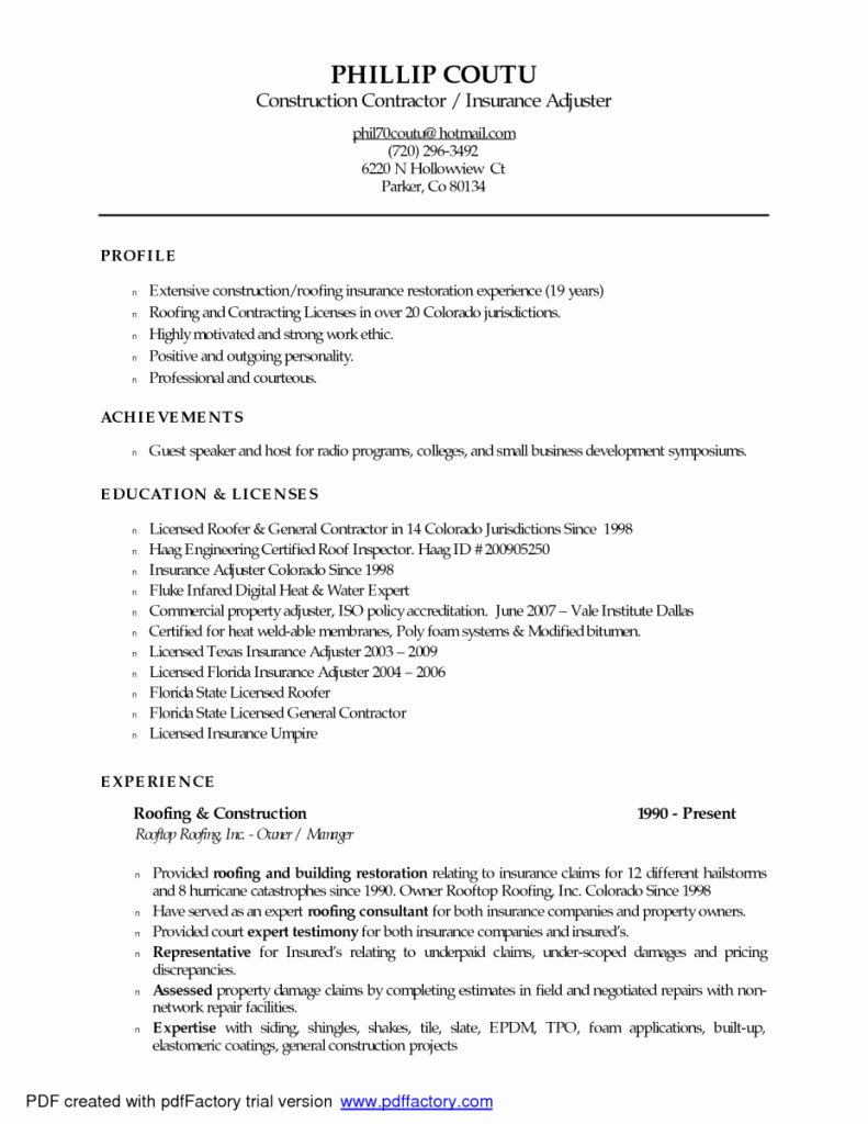 Claims Adjuster Resume Sample Best Of Claims Adjuster Cover Letter No Experience – Perfect