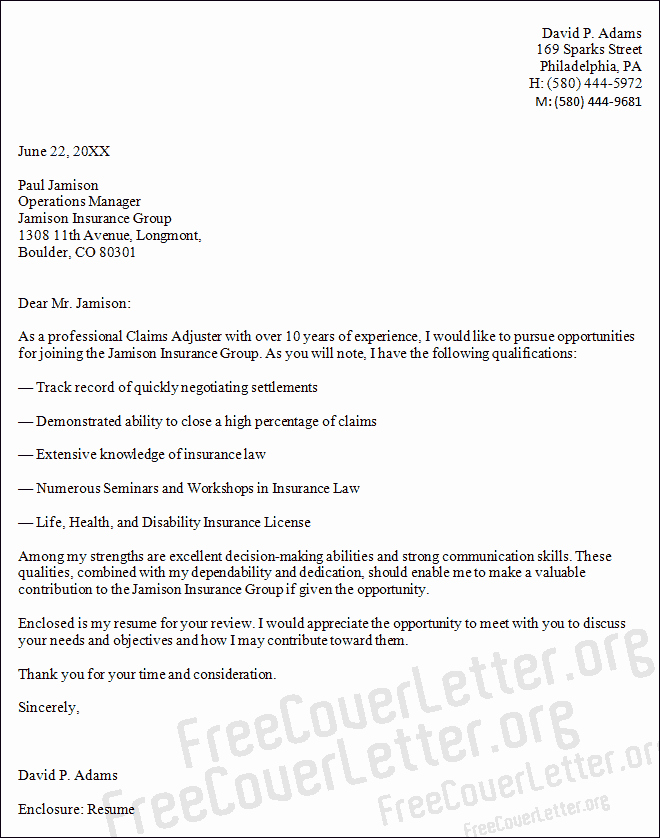 Claims Adjuster Resume Sample Fresh Claims Adjuster Cover Letter Sample