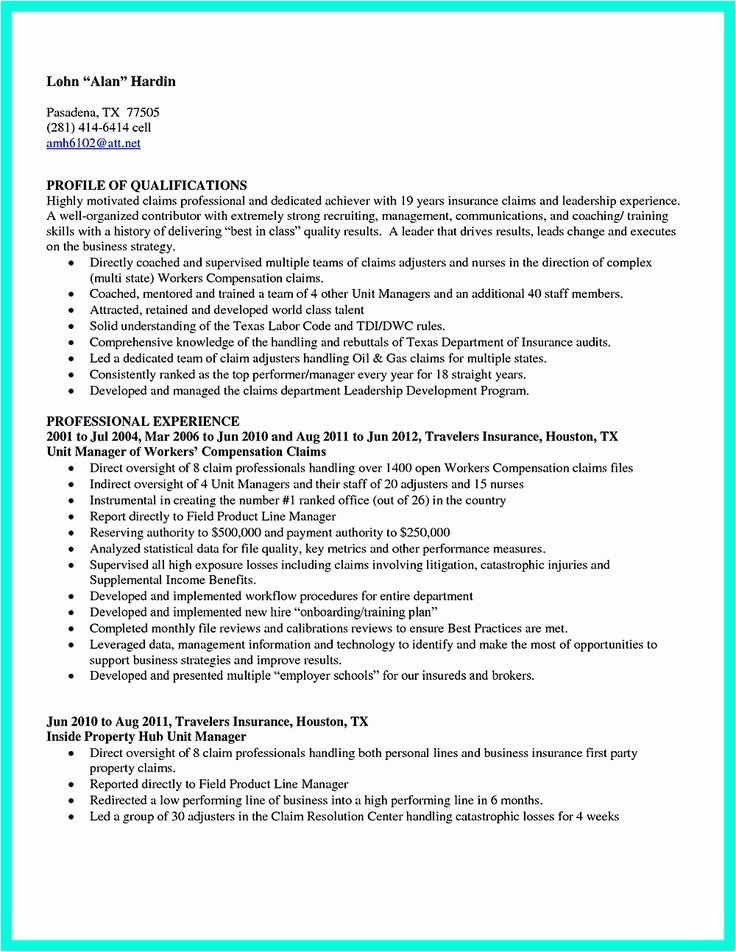 Claims Adjuster Resume Sample Inspirational 30 Insurance Adjuster Resume New Template