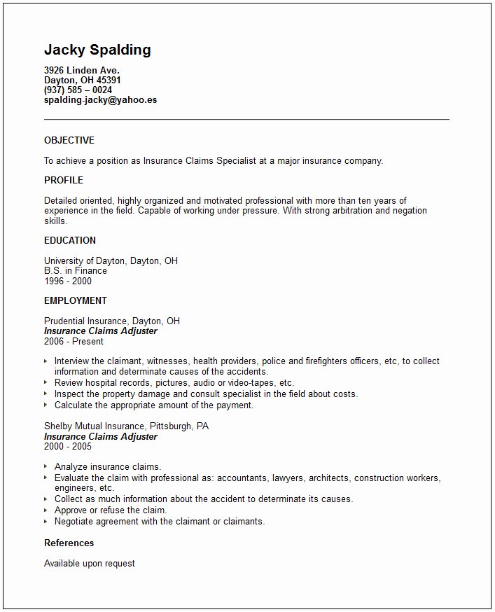 Claims Adjuster Resume Sample New Download some Samples Resume