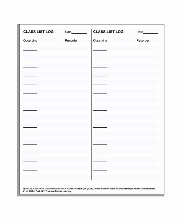 Class Roster Templates Awesome 8 Class List Templates