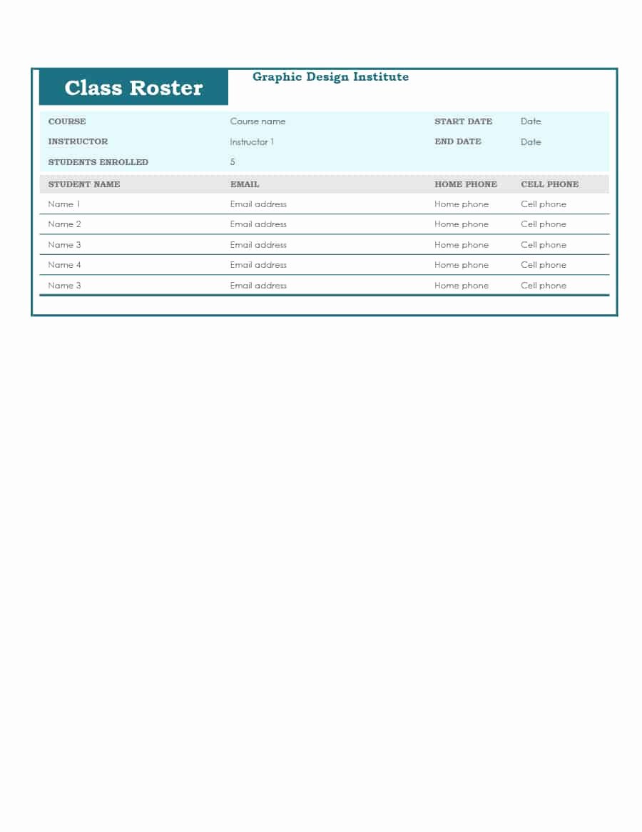 Class Roster Templates Best Of 37 Class Roster Templates [student Roster Templates for