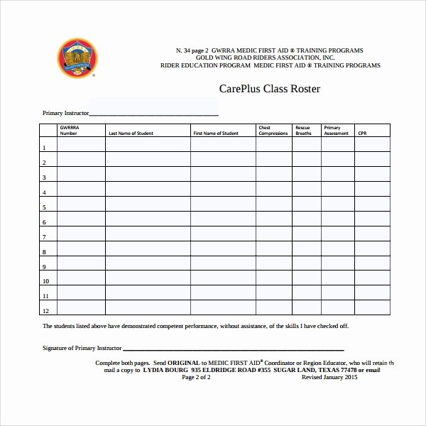 Class Roster Templates Best Of 8 Class Roster Templates