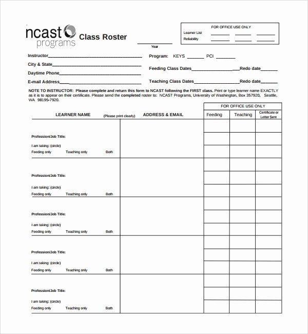 Class Roster Templates Elegant 8 Class Roster Templates