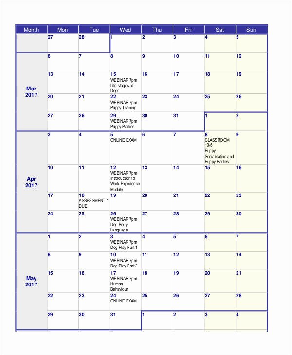 Classroom Calendar Template Lovely 8 Classroom Calendar Templates – Examples In Pdf