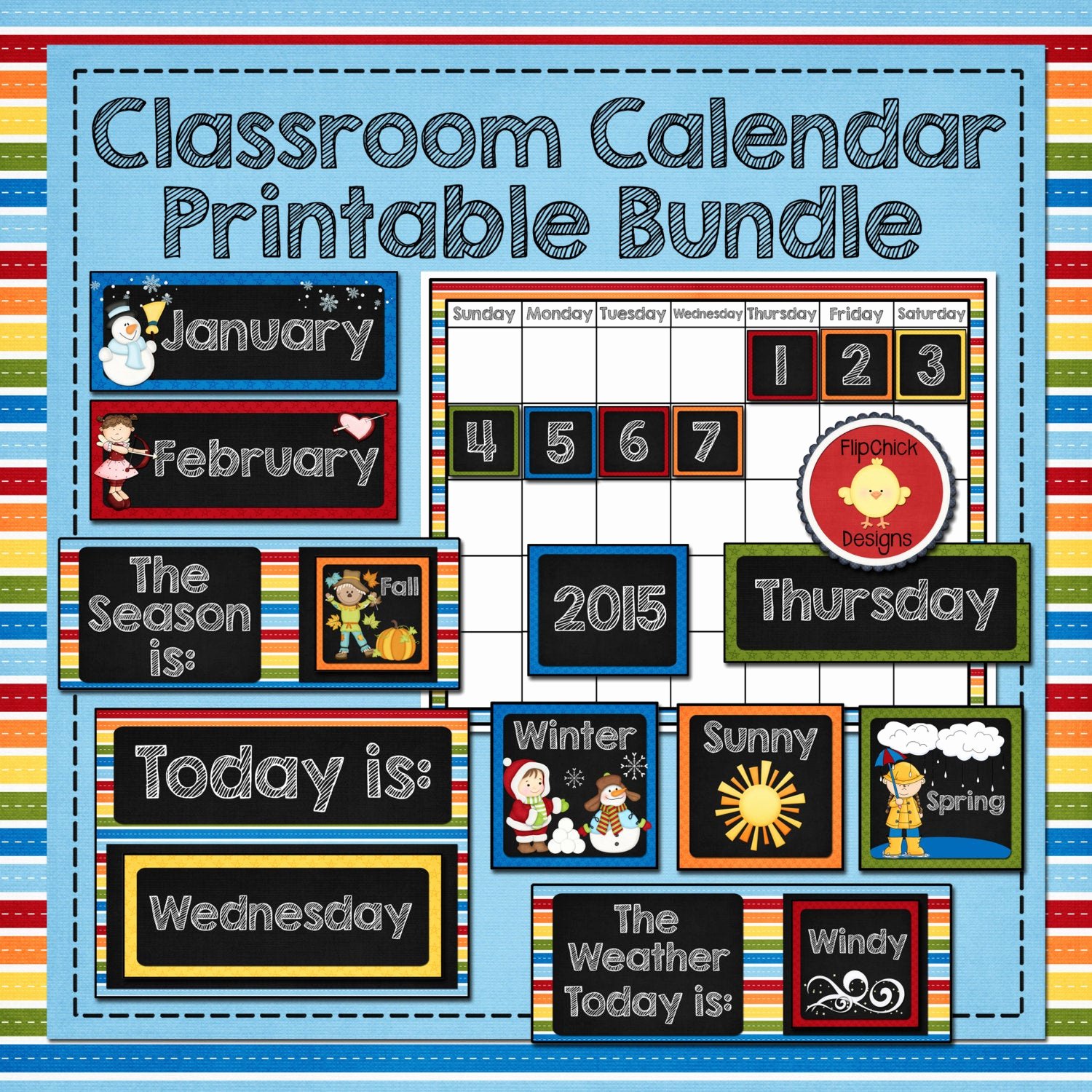 Classroom Calendar Template Luxury Classroom Calendar Printable Bundle