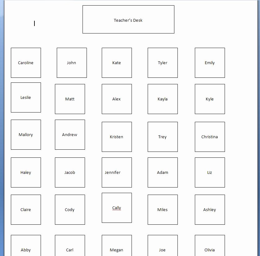 Classroom Seating Chart Template Microsoft Word Unique assignments Seating Chart