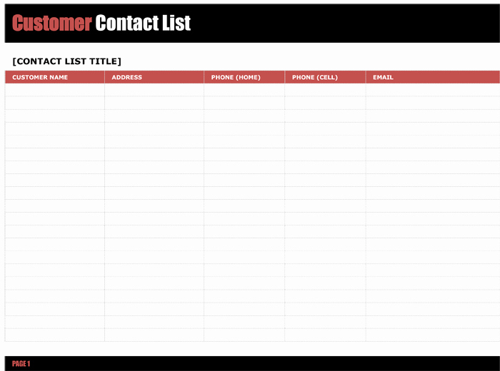 Client Contact form Awesome Customer Contact List Template 5 Best Contact Lists