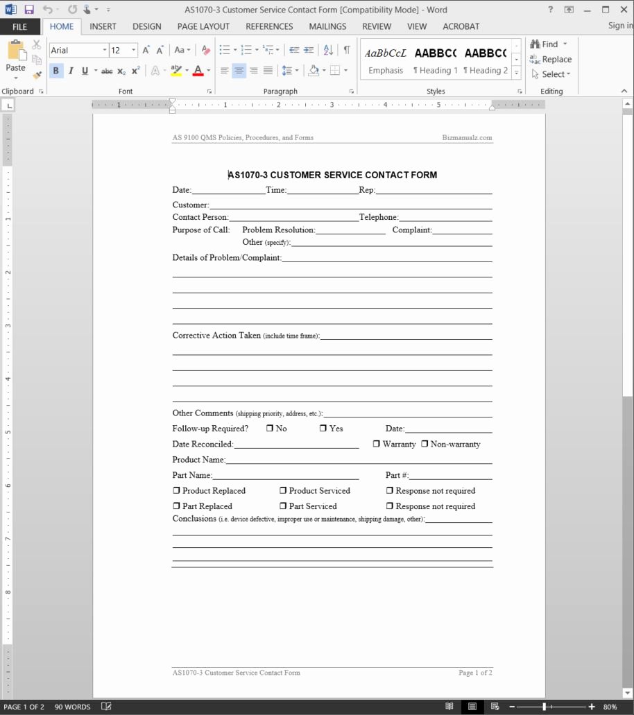 Client Contact form Beautiful Customer Service Contact form