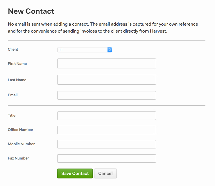 Client Contact form Lovely New Features You May Have Missed Harvest