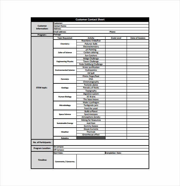 Client Contact form Unique 9 Contact Sheet Templates Doc Pdf