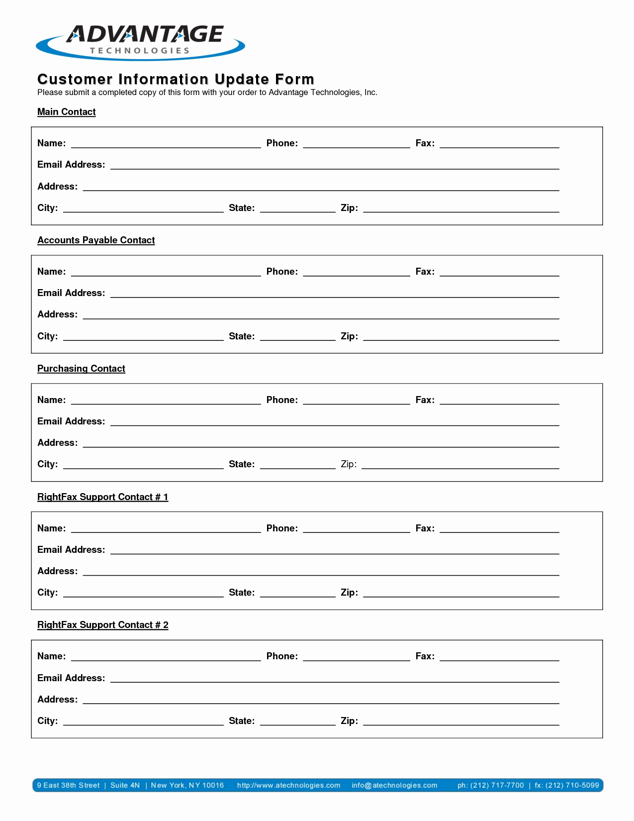 Client Contact form Unique Customer Information Sheet Template