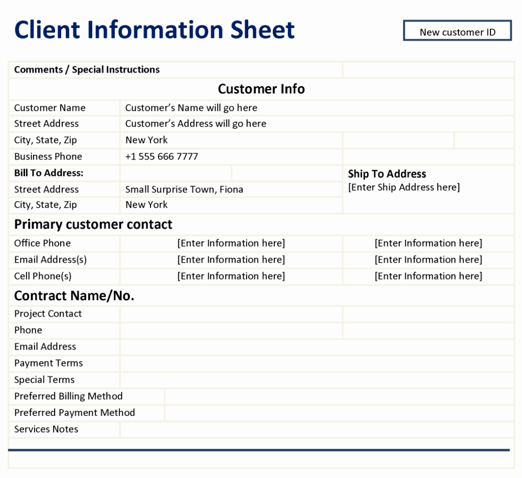 Client Data Sheet Template Best Of Client Information Sheet Template