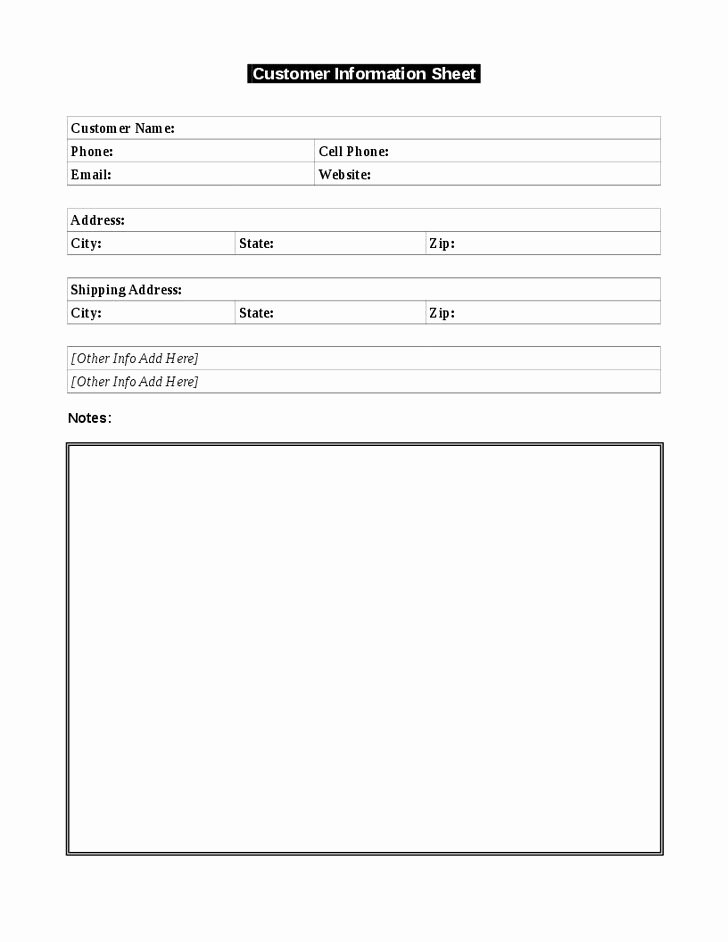 Client Data Sheet Template Best Of Use This Simple Customer Information Template to Keep A