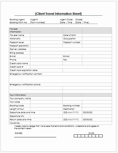 Client Data Sheet Template Fresh Business format Client Information Sheet