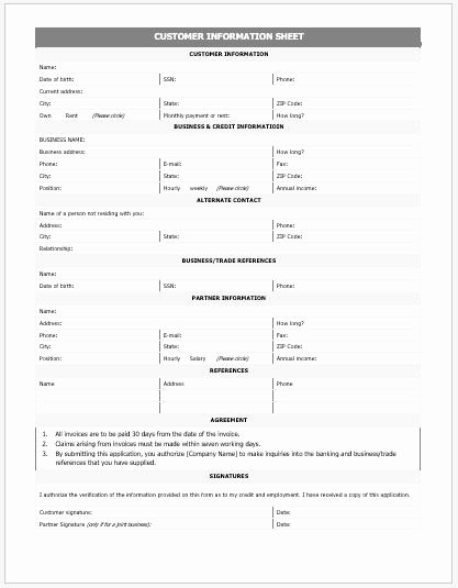 Client Data Sheet Template Lovely Business format Client Information Sheet