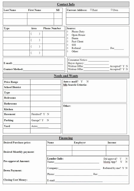 Client Data Sheet Template Lovely Realestate Client Information Template