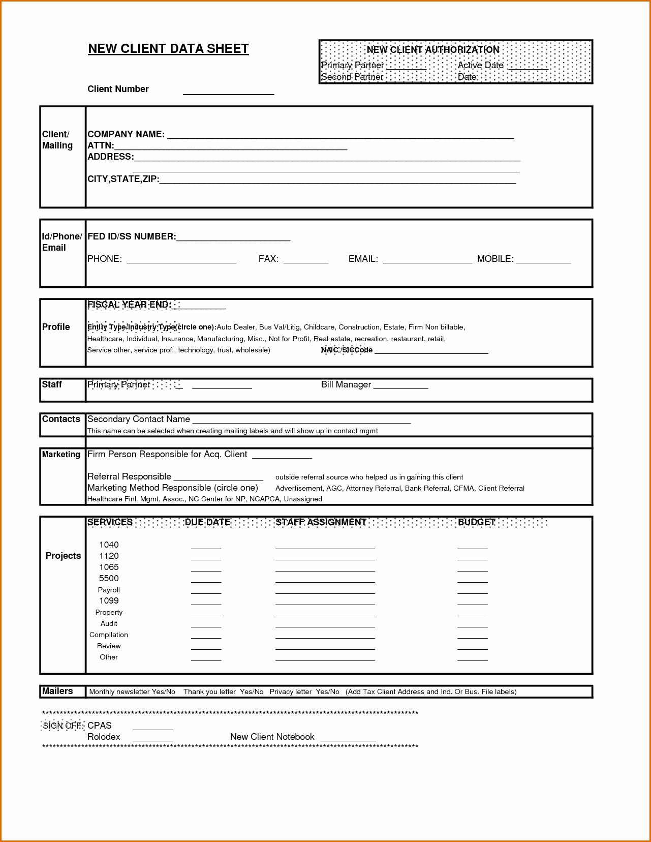 Client Data Sheet Template Luxury 10 Client Information Sheet Template