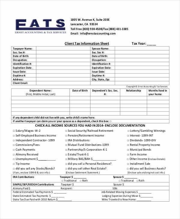 Client Data Sheet Template Unique 38 Information Sheet Templates