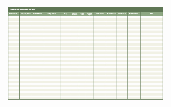 Client Database Template Inspirational Customer Contact List