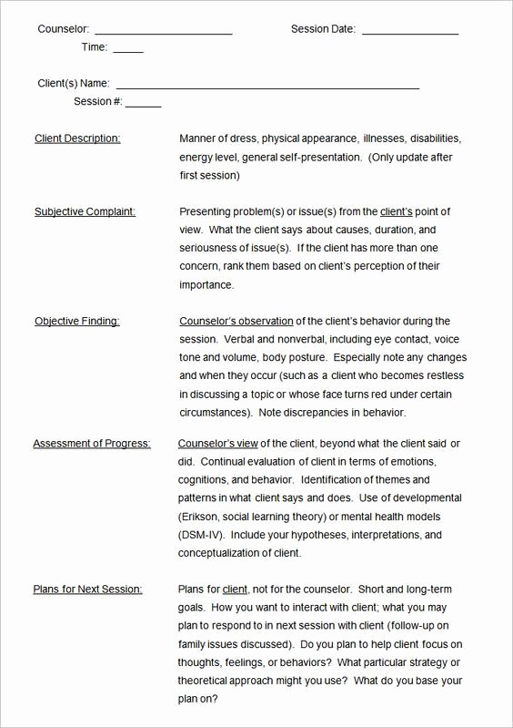 Client Notes Template Elegant soap Note Template therapy