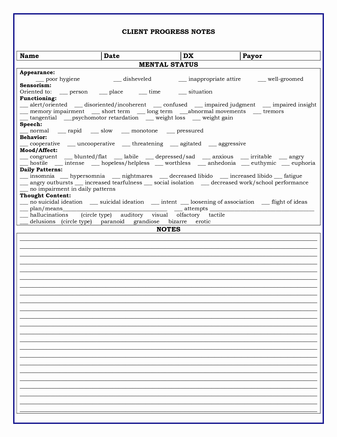 Client Notes Template Unique 4 Best Of Printable Progress Note form Medical