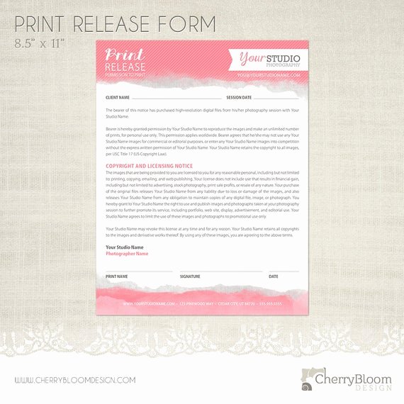 Client Print Release form Template Best Of Print Release form Template for Graphers Grapher