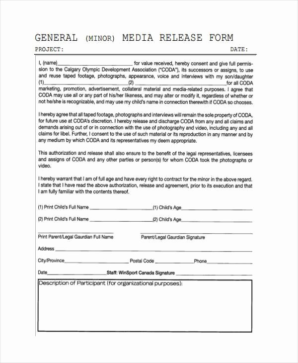 Client Print Release form Template Best Of Release form Templates