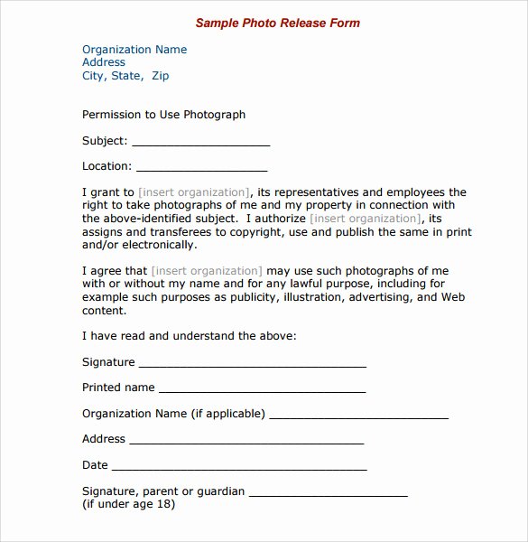 Client Print Release form Template Luxury 7 Print Release forms Pdf