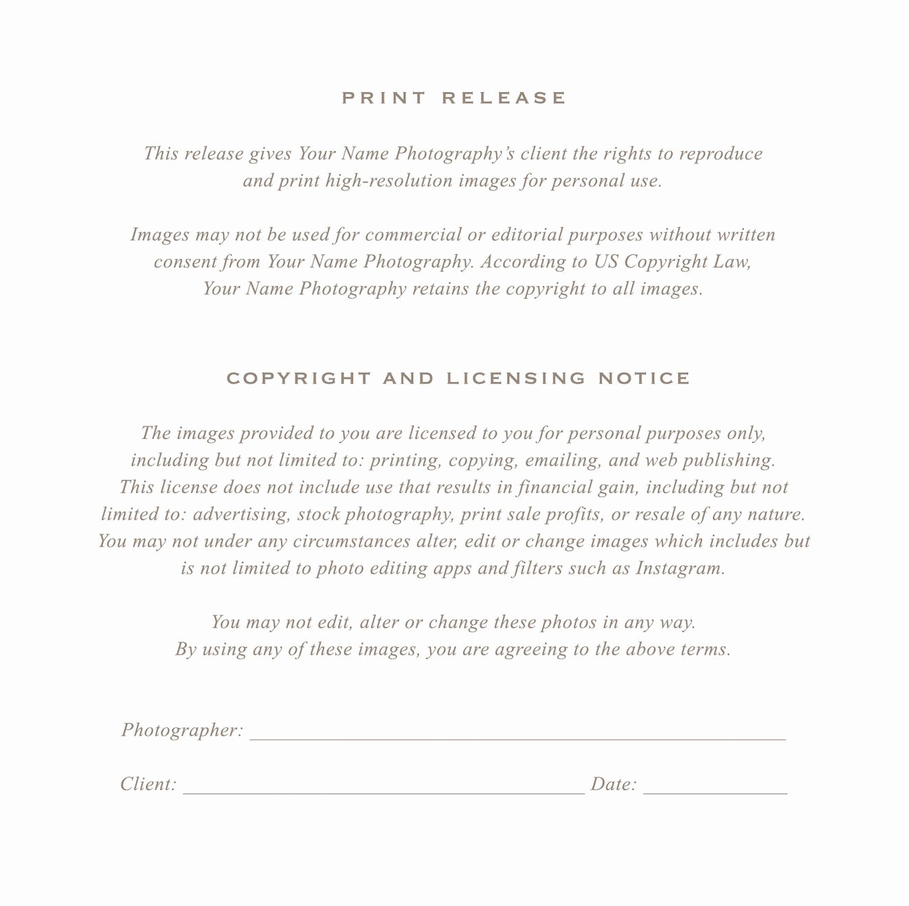 Client Print Release form Template New Grapher Print Release form by