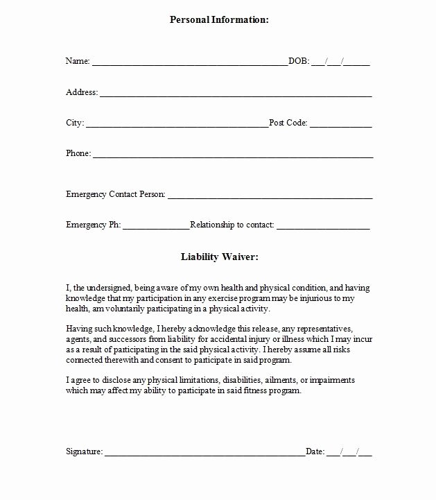 Client Print Release form Template Unique Printable Sample Release and Waiver Liability Agreement