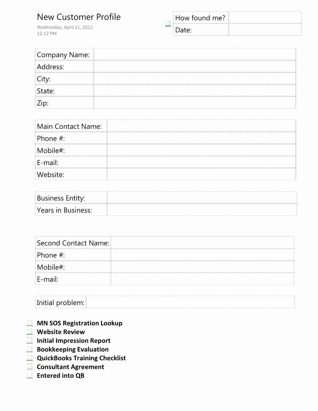 Client Profile Template Word Best Of 28 Of Customer Profile Template Excel