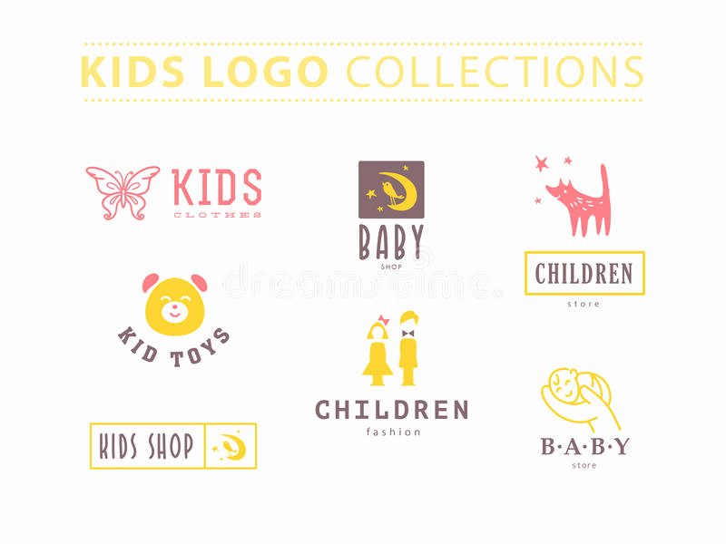 Clothing Label Template Unique Kids Fashion Label Design Stock Vector Illustration Of