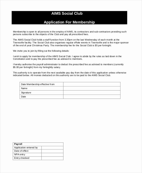 Club Application Template Beautiful 12 Sample Membership Application forms