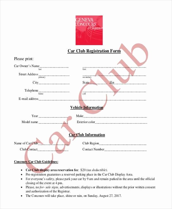 Club Application Template Lovely Car Club Registration form Template Templates Resume