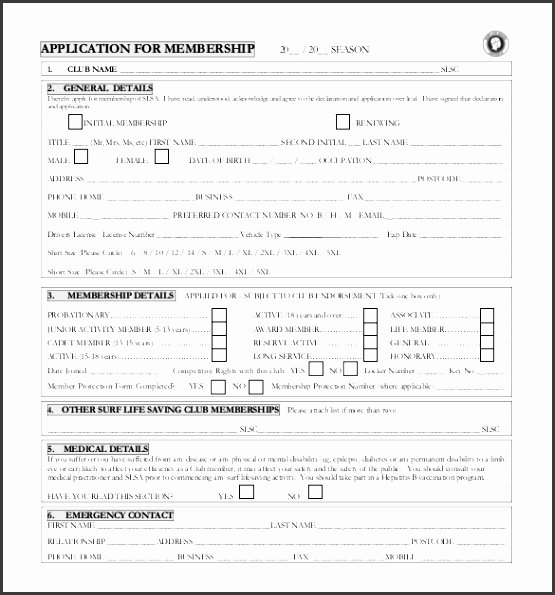 Club Application Template Luxury 10 Membership Application form Template Sampletemplatess