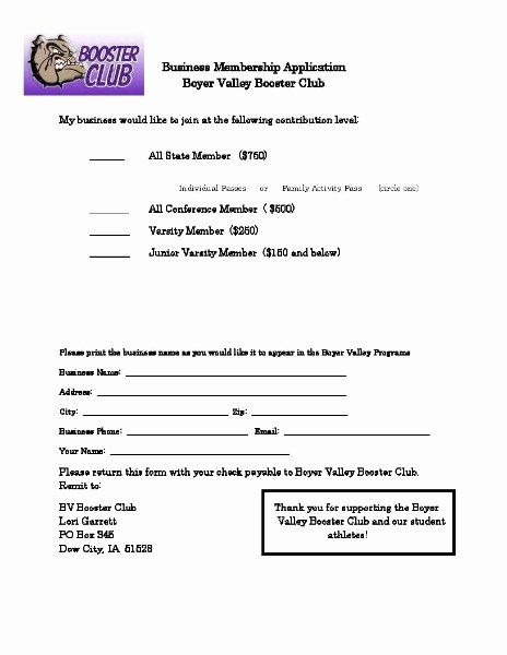 Club Application Template Unique Boyer Valley Munity School District Be E A Booster