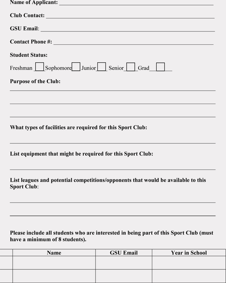 Club Application Template Unique Club Membership Application Registration form Templates